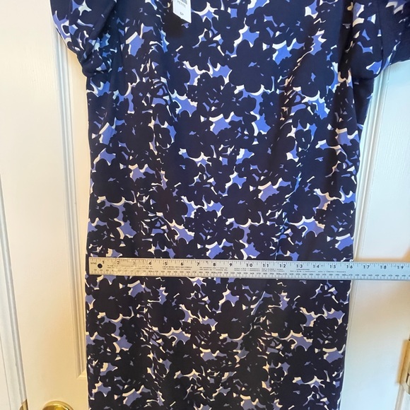 Talbots Petite 6P Navy Blue Floral Sheath Dress NWT Scalloped Neck - Picture 11 of 15